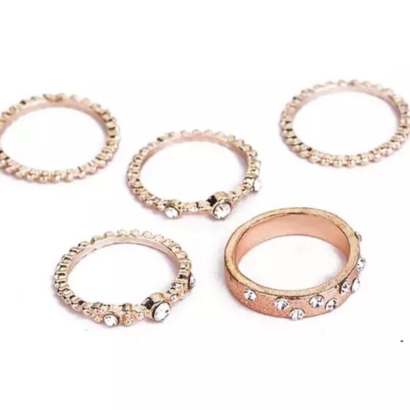 ✨Rose Gold Plated Crystal Stacked Rings✨ - Picture 2 of 6